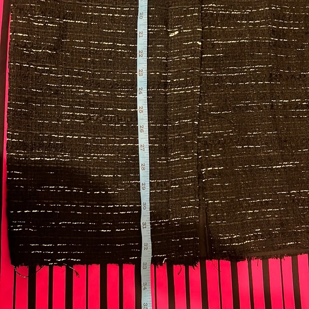 Zara Black Tweed Texture Gold Metallic Buttons Front Slit Midi Pencil Skirt - Picture 16 of 16